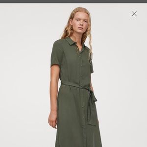 Khaki (olive) button down dress w/splits on side